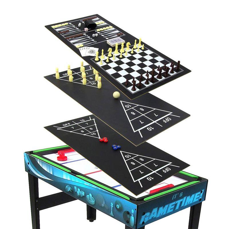 Sunnydaze 10-in-1 Multi-Game Table with Billiards, Foosball, Hockey, Ping Pong, Chess, Checkers, Backgammon, Shuffleboard, Bowling, and Cards - 49.5"