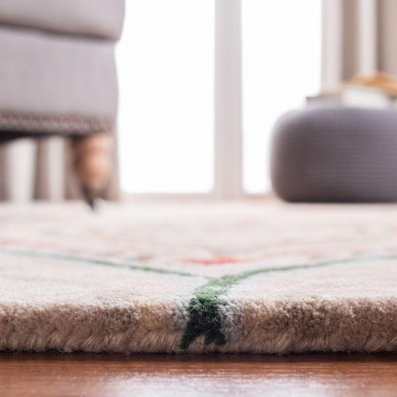 Handmade Beige and Blue Wool Tufted Square Rug