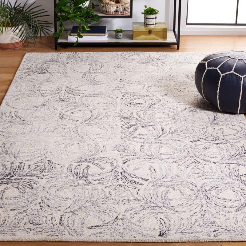 Ivory Grey Elegance 4' x 6' Tufted Wool-Silk Blend Area Rug