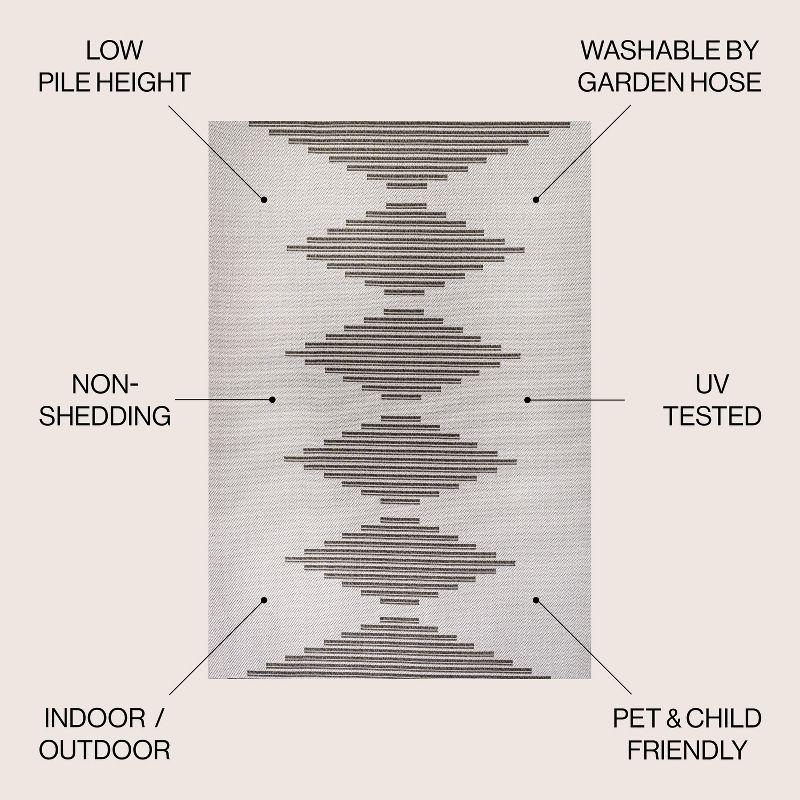 8' x 10' Vinales Diamond Stripe Indoor/Outdoor Area Rug, Light Gray/Black - JONATHAN Y