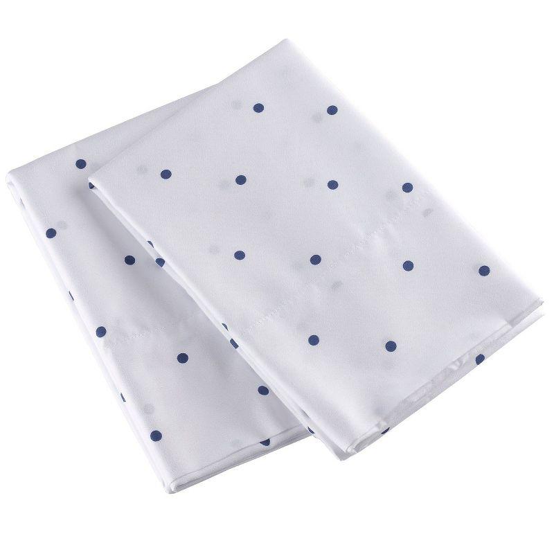 Mellanni Brushed Microfiber Pillowcase Set of 2, King, Polka Dot Navy