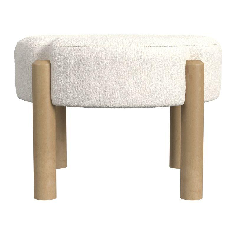 Luna Boucle Ottoman Cream - HomePop: Round, Upholstered, Wood Frame, No Assembly Required