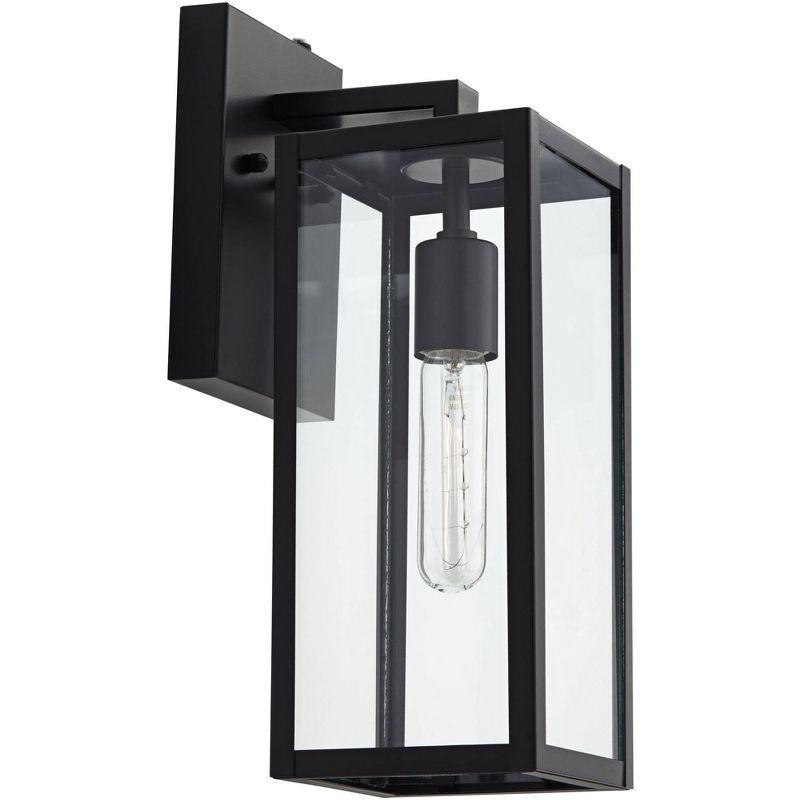 John Timberland Titan Modern Outdoor Wall Light Fixture Mystic Black Dusk to Dawn 14" Clear Glass for Post Exterior Barn Deck House Porch Yard Patio