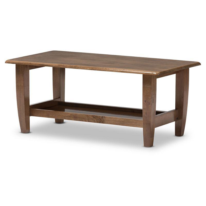 Pierce Mid-Century Modern Finished Coffee Table: Rubberwood Shelf, Lounge Style - Baxton Studio