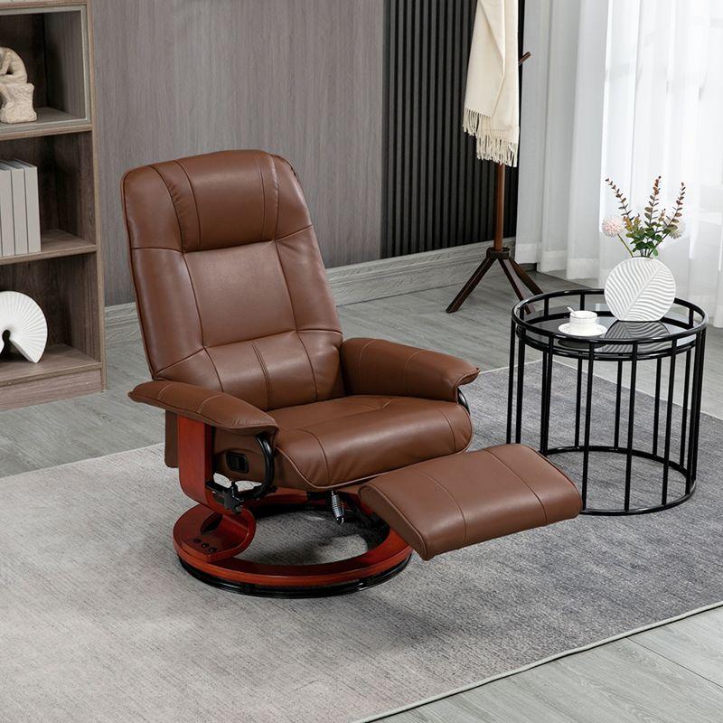 HOMCOM Faux Leather Manual Recliner, Adjustable Swivel Lounge Chair with Footrest, Armrest and Wrapped Wood Base for Living Room