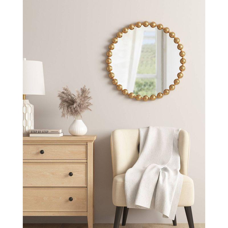 Marlowe Beaded Round Metal Wall Mirror