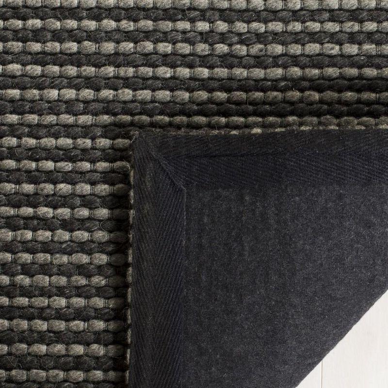 Handwoven Grey/Black Braided Wool & Synthetic 3' x 5' Rug