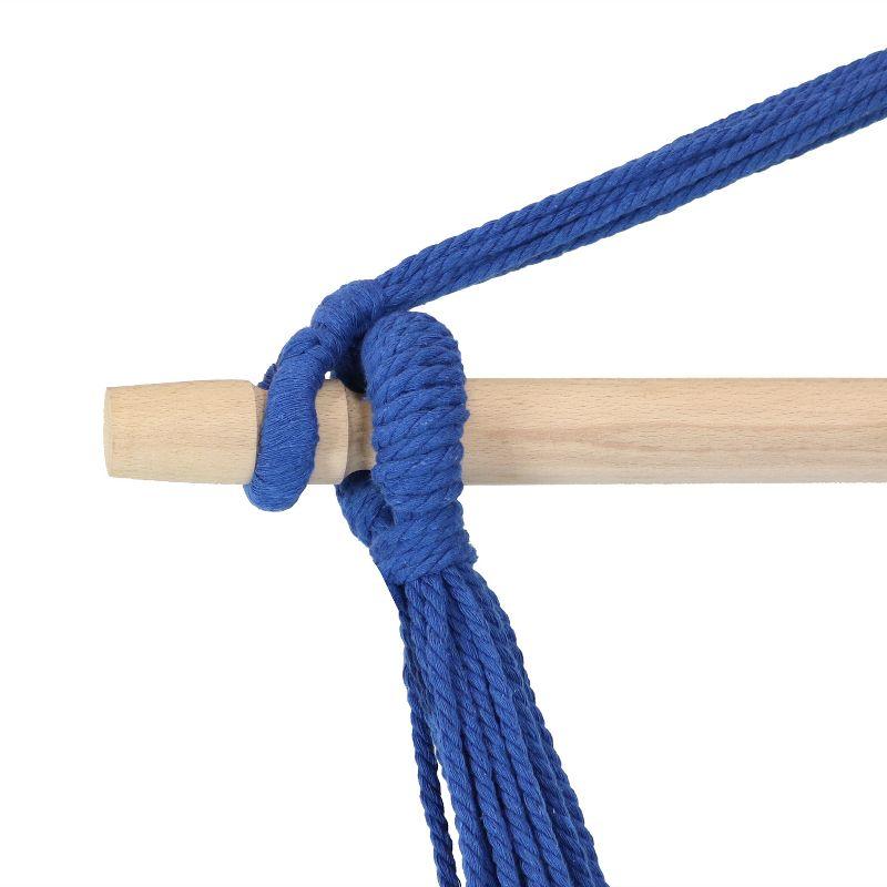 Sunnydaze Double Cushion Hanging Rope Hammock Chair Swing - 265 lb Weight Capacity - Cornflower Stripes