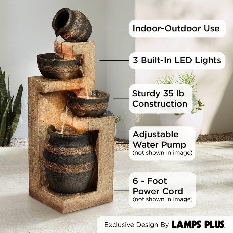 John Timberland Stoneware Bowl and Jar Rustic Cascading Outdoor Floor Water Fountain with LED Light 46" for Yard Garden Patio Home Deck Porch Exterior