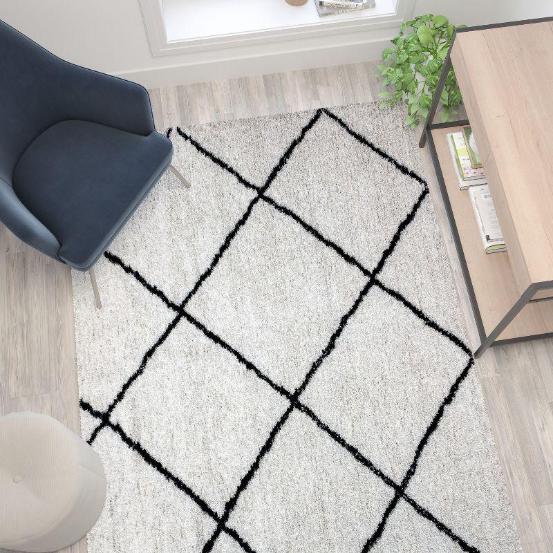 Flash Furniture Shag Style Diamond Trellis Area Rug