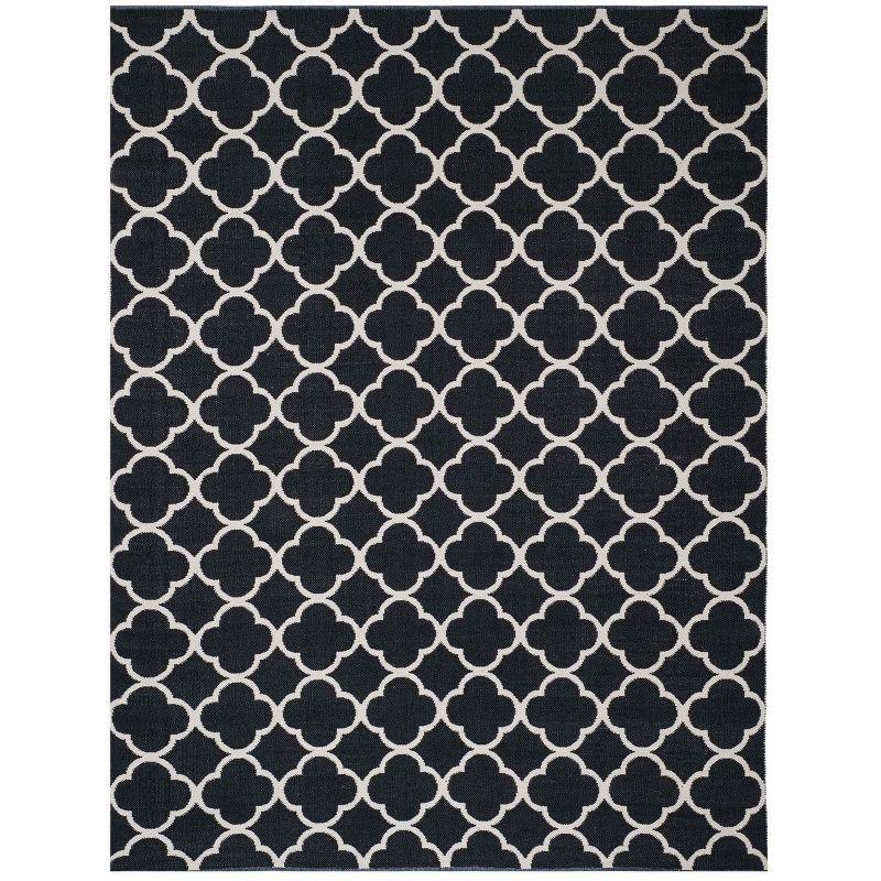 Coastal Breeze Black/Ivory Cotton 8' x 10' Handwoven Area Rug