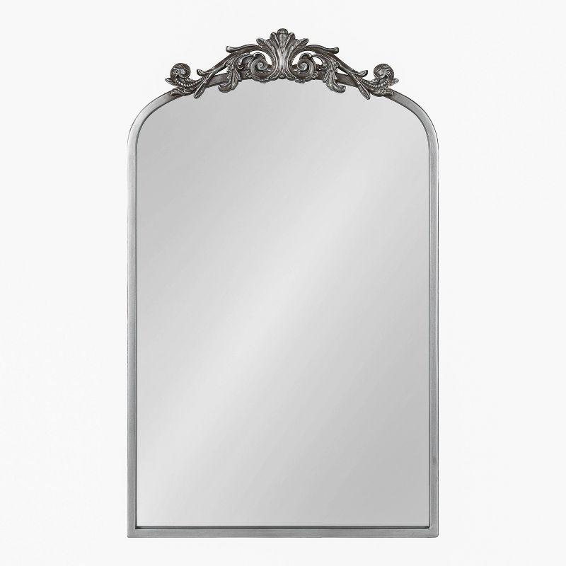 Elegant Arendahl 35" Baroque-Inspired Silver Arch Wall Mirror