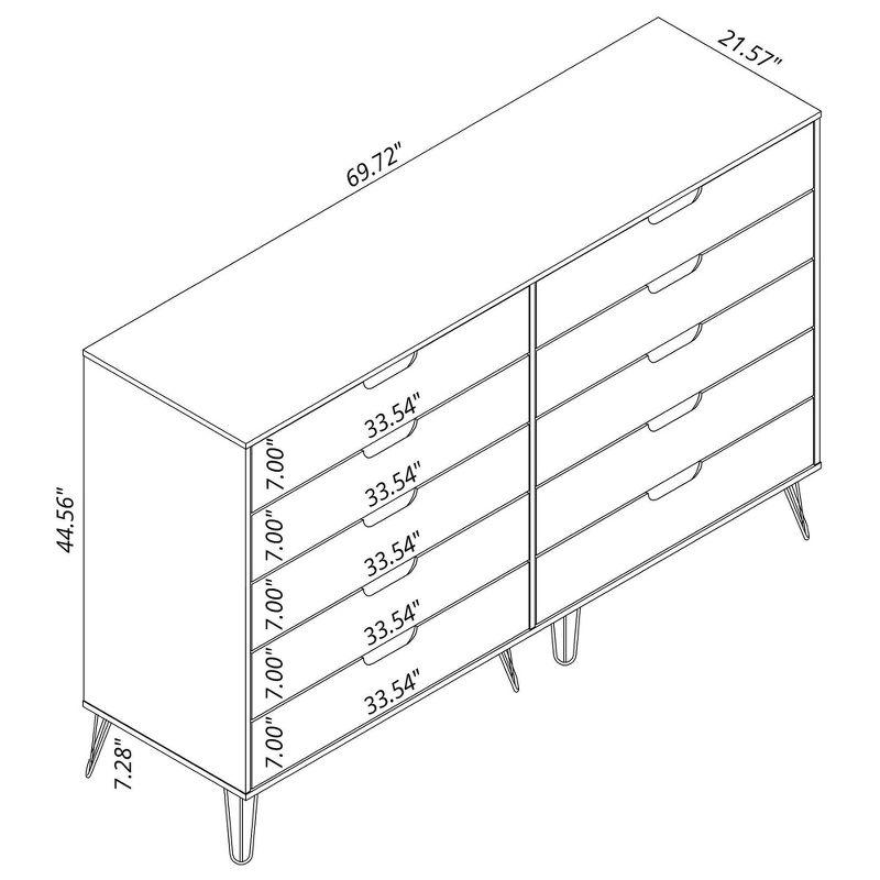 Manhattan Comfort Rockefeller Mid-Century Off White Dresser and Nightstand Set