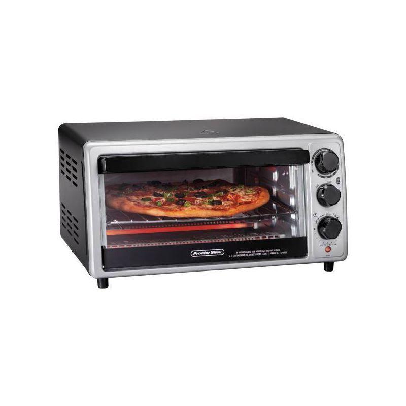 Proctor Silex 6sl Toaster Oven 31124: Countertop Small Oven, 1500W, Silver, Includes Broiler & Baking Pan, Freestanding
