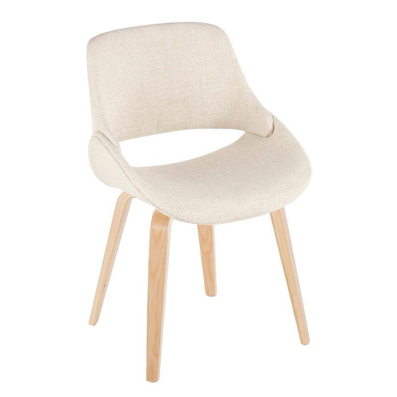 Natural Wood Cream Fabric Upholstered Side Chair