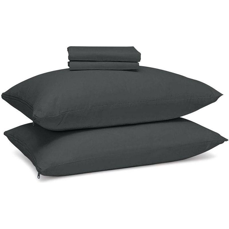 100% Cotton Zippered Pillow Protector (2 pck) Standard - Charcoal