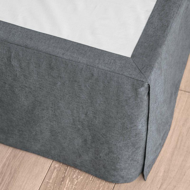 Full/Queen Dark Gray Linen Blend Bedskirt with Split Corners