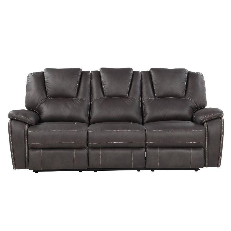 Charcoal Faux Leather Reclining Sofa with Pillow-top Arms