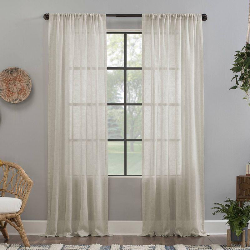 96"x52" Crushed Texture Anti-Dust Sheer Curtain Panel Off White - Clean Window: Modern Linen Rod Pocket