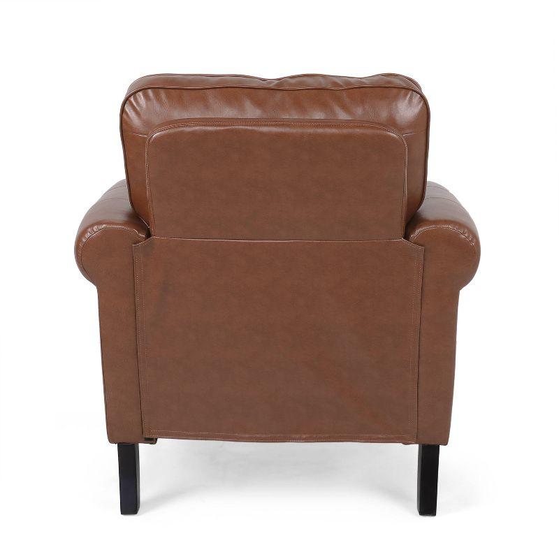 Christopher Knight Home Dowd Faux Leather Club Chair with Nailhead Trim Cognac Brown