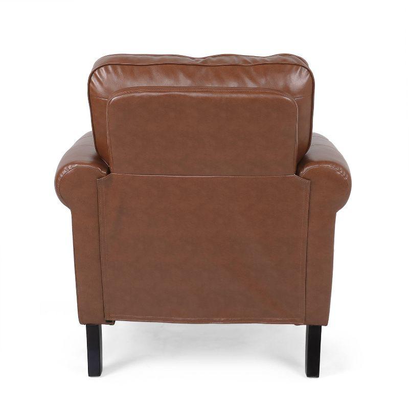 Christopher Knight Home Dowd Faux Leather Club Chair with Nailhead Trim Cognac Brown/Dark Brown