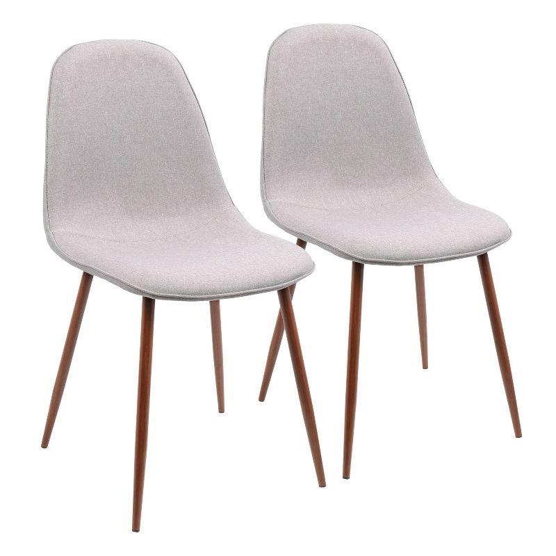 Set of 2 Pebble Mid-Century Modern Dining Accent Chairs Walnut/Light Gray: Upholstered Metal Frame - LumiSource