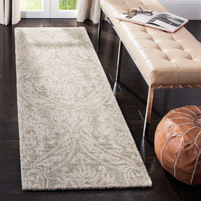 Handmade Gray Abstract Wool Tufted Runner Rug - 27" x 7"