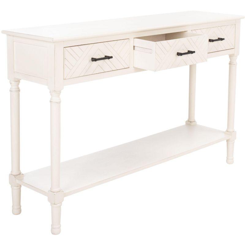 Peyton 3 Drawer Console Table - Distressed White - Safavieh