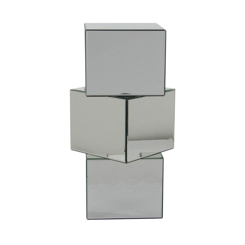 XL Silver Mirrored Glass Pedestal Display Stand