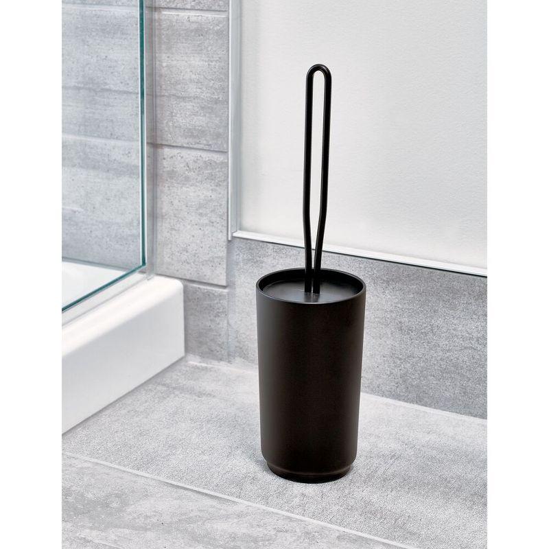 iDESIGN Austin Toilet Bowl Brush and Holder Set Matte Black