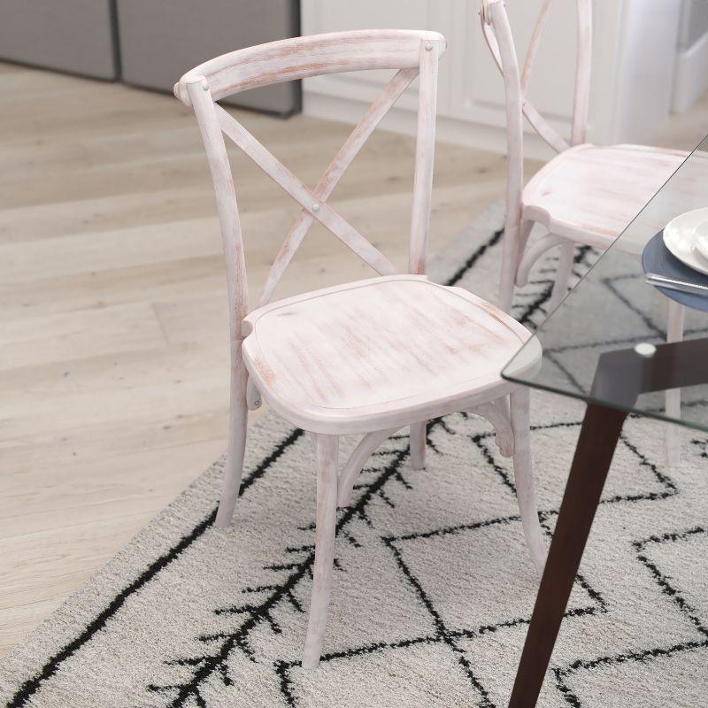 Merrick Lane X-Back Bistro Style Wooden High Back Dining Chair in Lime Wash