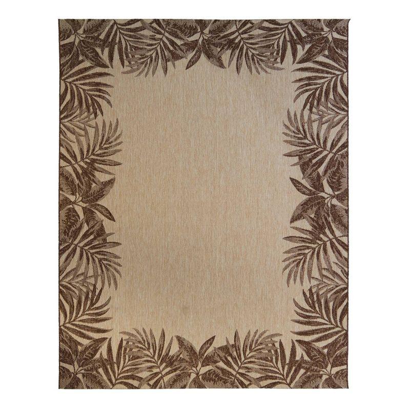 Gertmenian Paseo Tropic Brown Palm Border Indoor/Outdoor Flatweave Area Rug