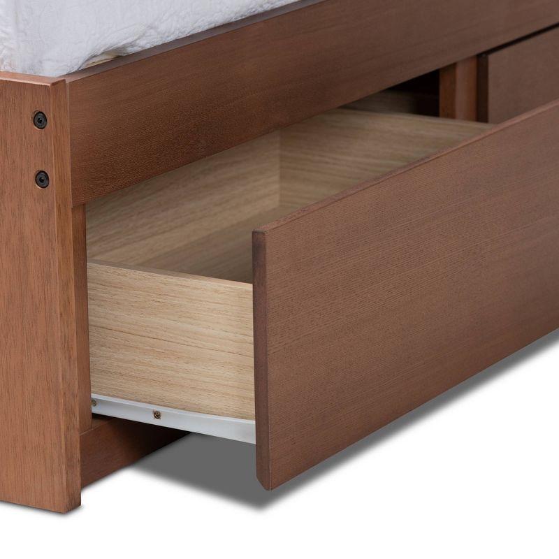 Queen Wren 3 Drawer Storage Bed Frame Walnut - Baxton Studio: MDF & Wood Composite, No Box Spring Needed