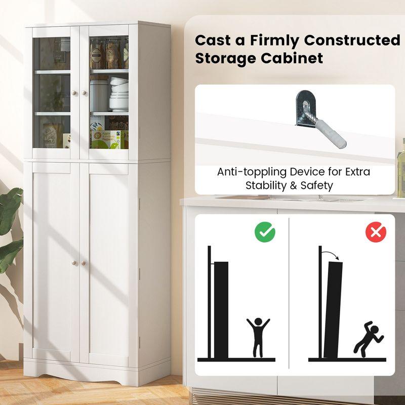 Costway 63.5" Tall Kitchen Pantry Storage Cabinet with Glass Door Storage Shelves Black/White