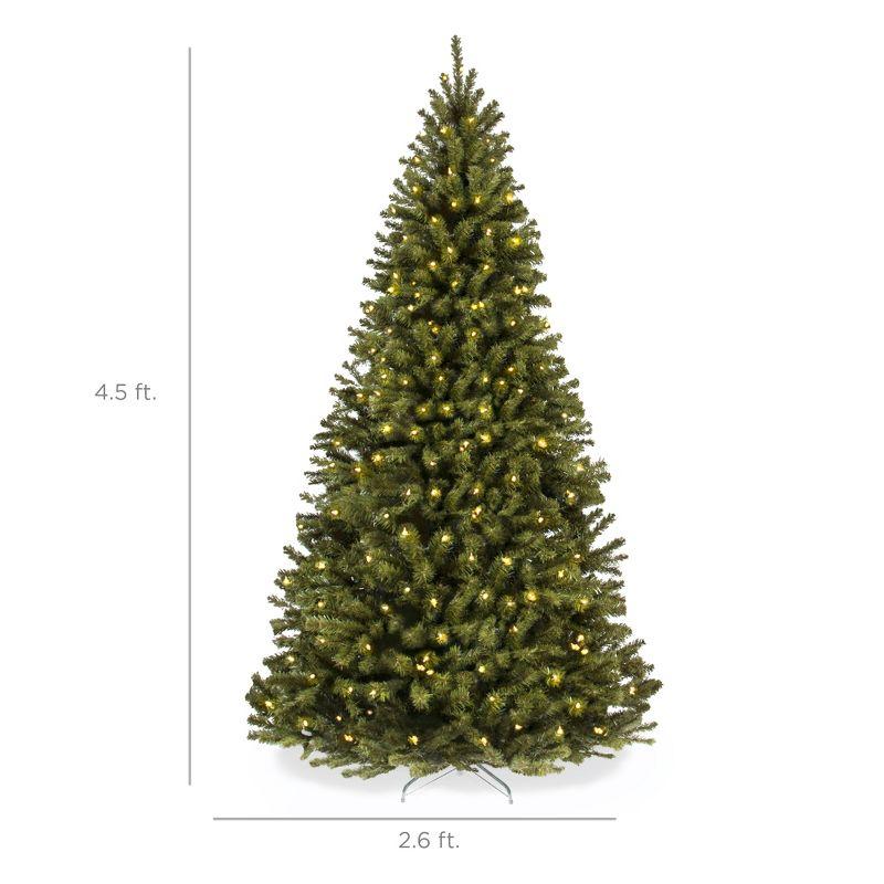 Best Choice Products 4.5ft Pre-Lit Spruce Hinged Artificial Christmas Tree w/ 200 Incandescent Lights, Foldable Stand