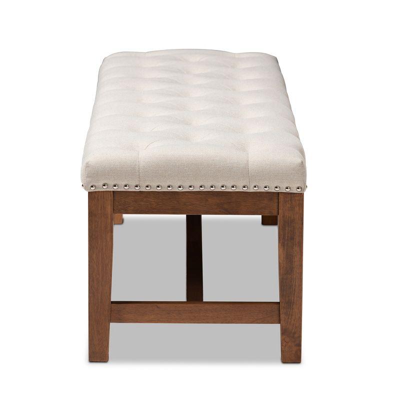 Baxton Studio Ainsley Bench Beige: Upholstered Ottoman, Mid-Century Modern, Hardwood Frame