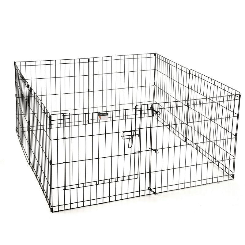 Pet Adobe 8 Panel Folding Metal Playpen with Door