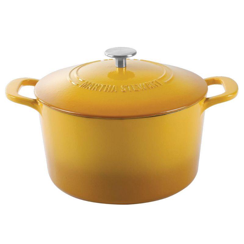 Martha Stewart Martha Stewart 7 Quart Enameled Cast Iron Dutch Oven With Lid In Yellow Ombre