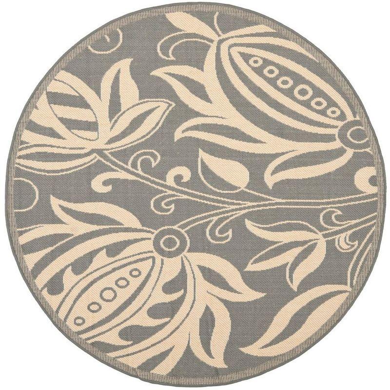 Courtyard CY2961 Power Loomed Indoor and Outdoor Area Rug - Grey/Natural - 7'10" Round - Safavieh