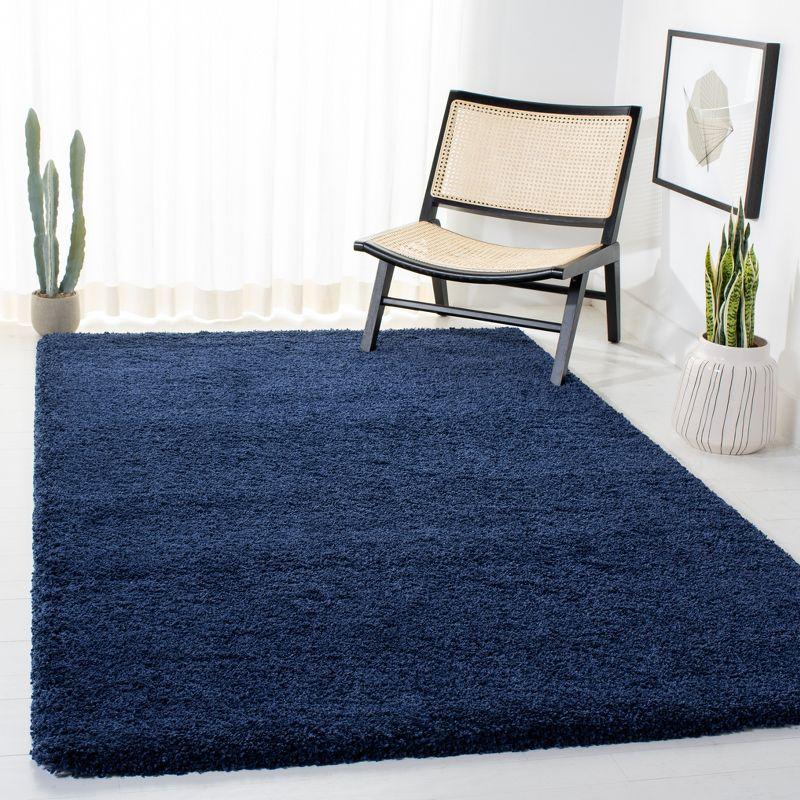 Navy Synthetic Shag Area Rug, 5'1" x 8'