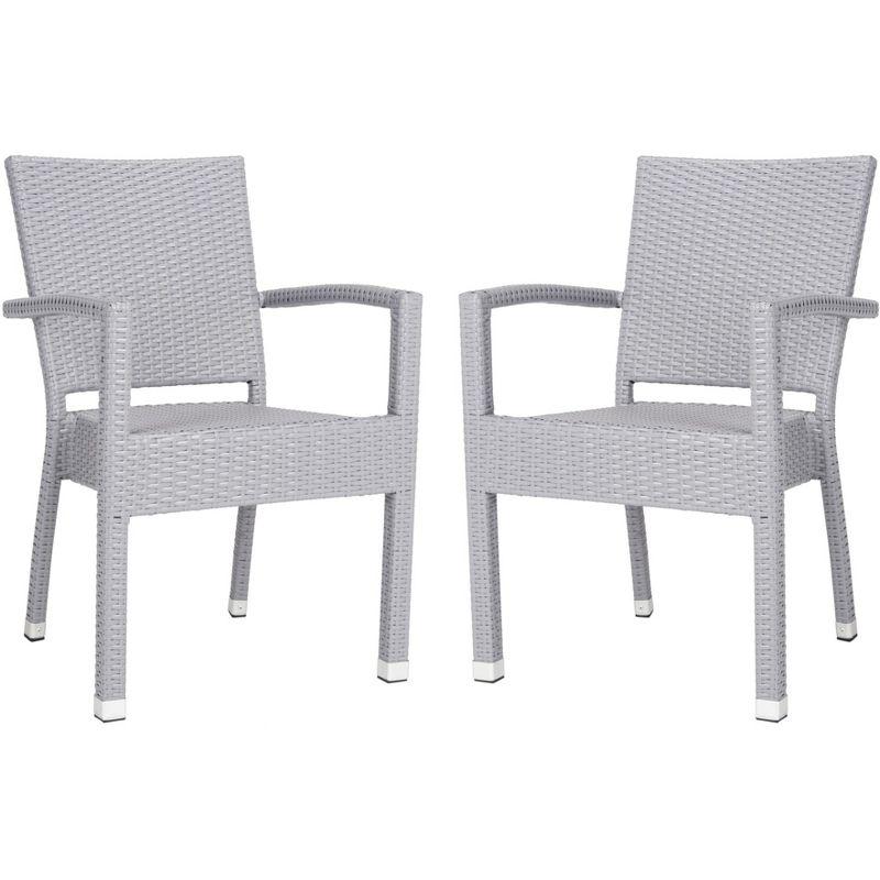 Kelda Stackable Arm Chair Indoor/Outdoor (Set Of 2) - PAT4004 - Grey - Safavieh