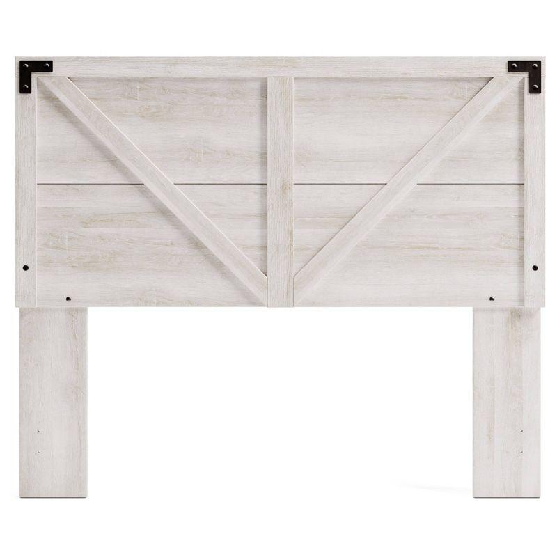 Whitewash Wood Queen Panel Headboard with Crossbuck Detail