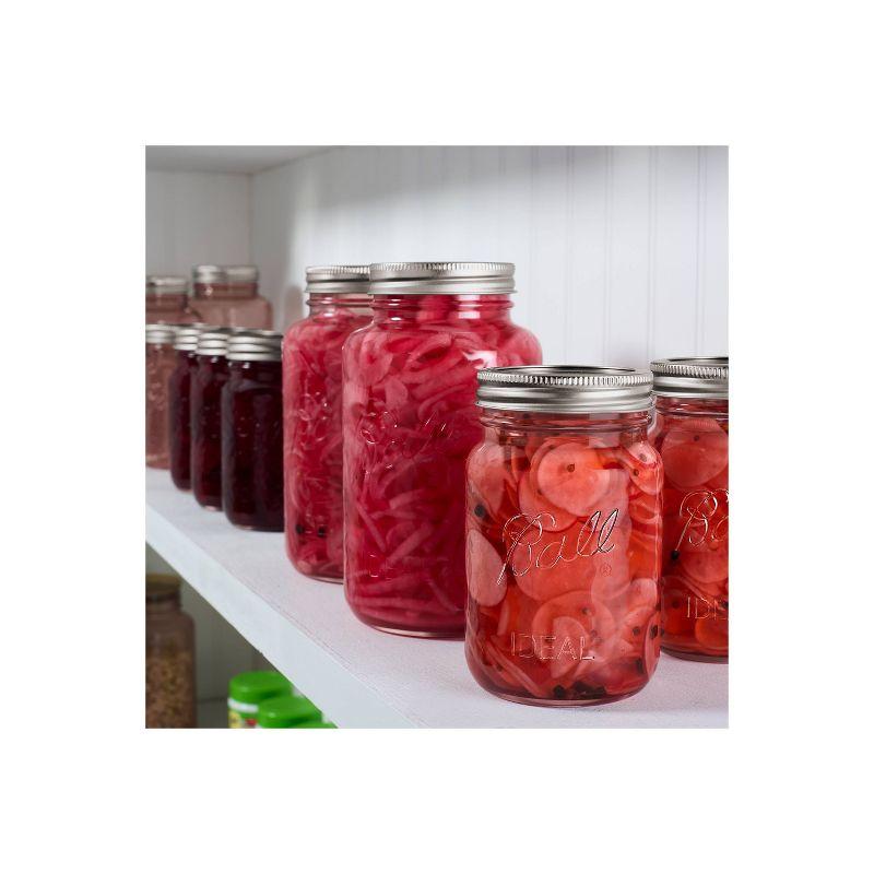 Ball 16oz 4pk Glass Regular Mouth Rose Vintage Mason Jar with Lid and Band: Pink Canning Jars, Dishwasher-Safe