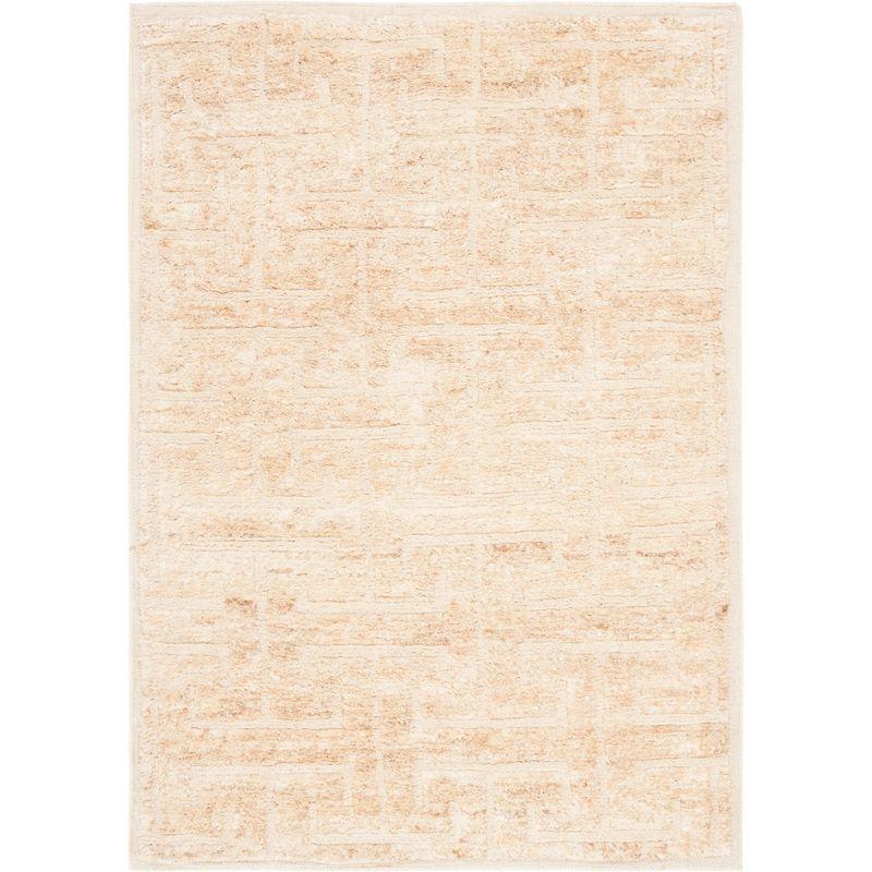 Ivory Geometric Hand-Knotted Wool & Viscose 4' x 6' Rug