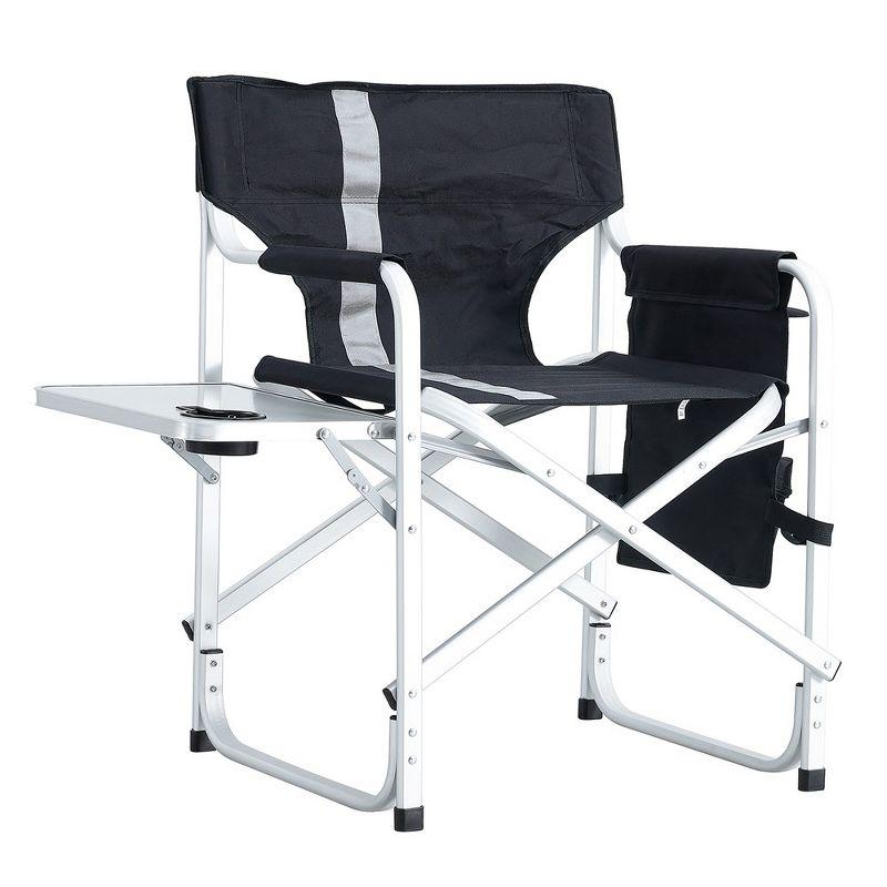 1 pcs Oversized Camping Chair With Storage Pocket, Side Table, Lightweight Aluminum Folding Chair, Collapsible Chair,black