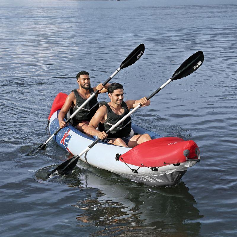 Bestway Hydro-Force Rapid X2 Inflatable 2 Person Kayak Outdoor Lake and River Water Sport Set with 2 Paddles, Hand Pump, and 2 Removable Fins