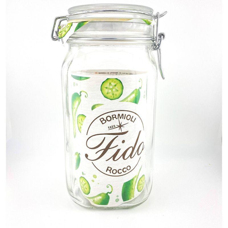 Bormioli Rocco Fido 50.75oz Glass Canning Jar: BPA-Free Clamp Jar, Hand Wash, Clear Glass, 3.4" Neck, 8.75" Height