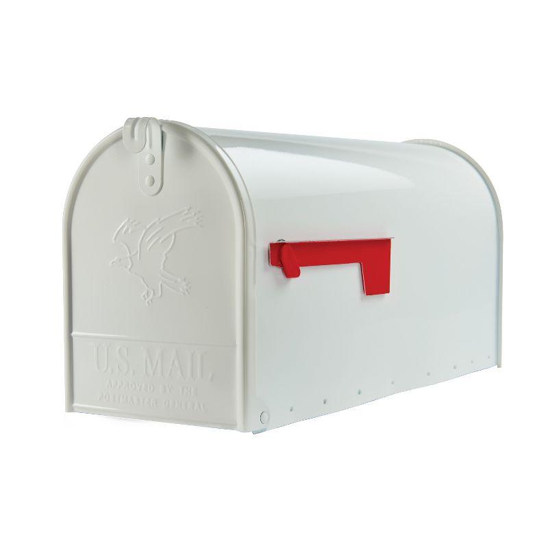 Elite Large White Steel Post Mount Mailbox