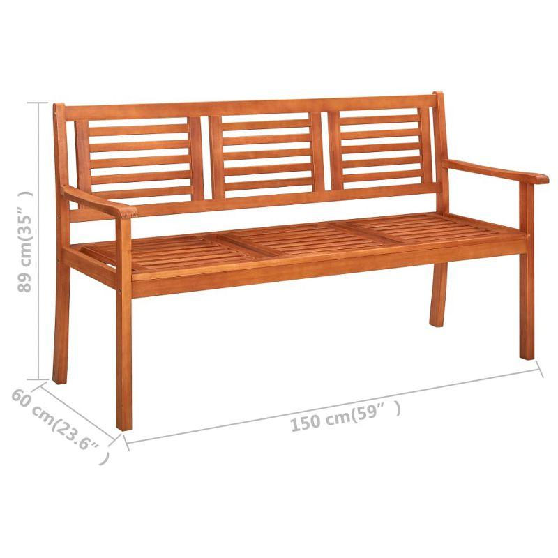 Eucalyptus Wood Medium Tone Outdoor Patio Bench with Backrest