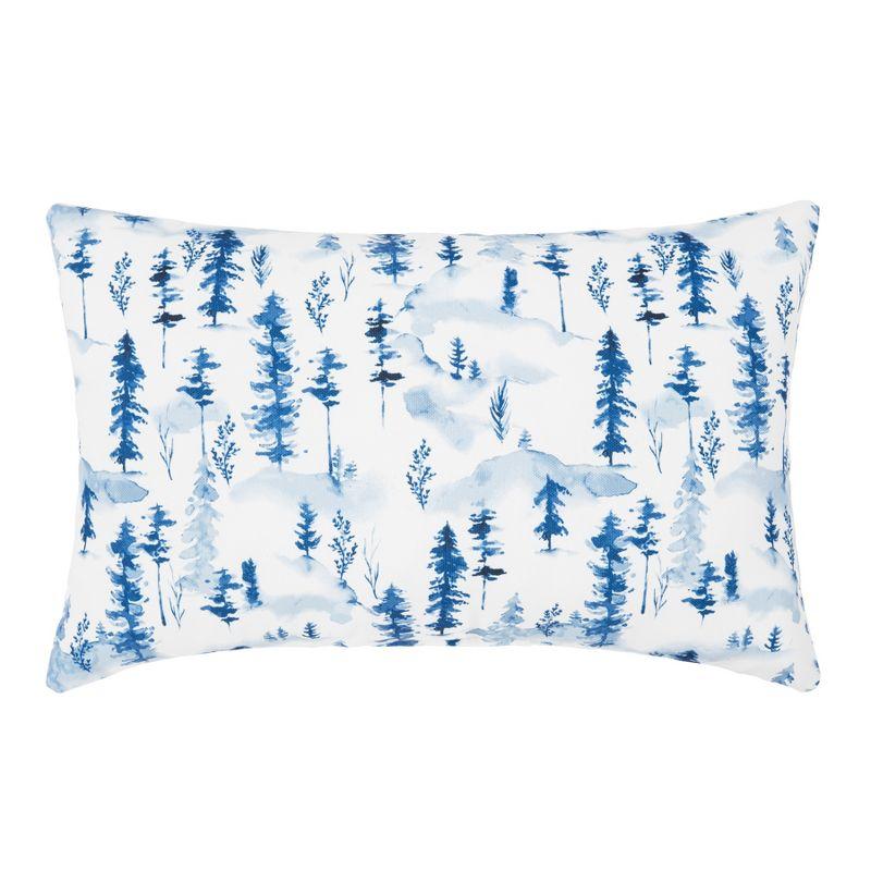 Winter Forest Blue and White Christmas Throw Pillow